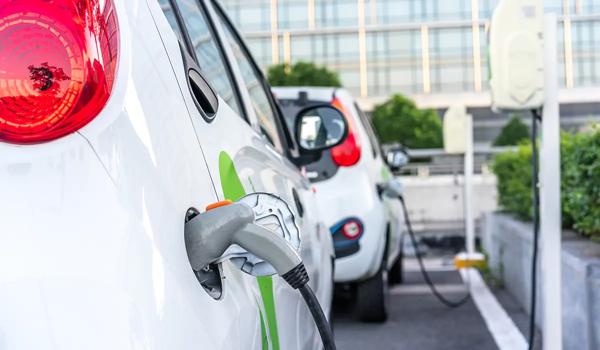 electric car charging in the station