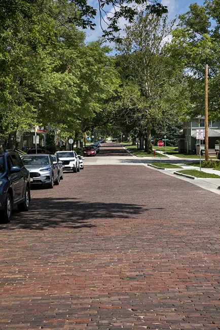 Brick road at Fairchild Street