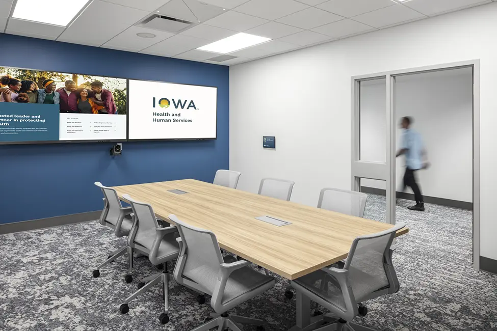 Large conference room for Iowa Health and Human Services